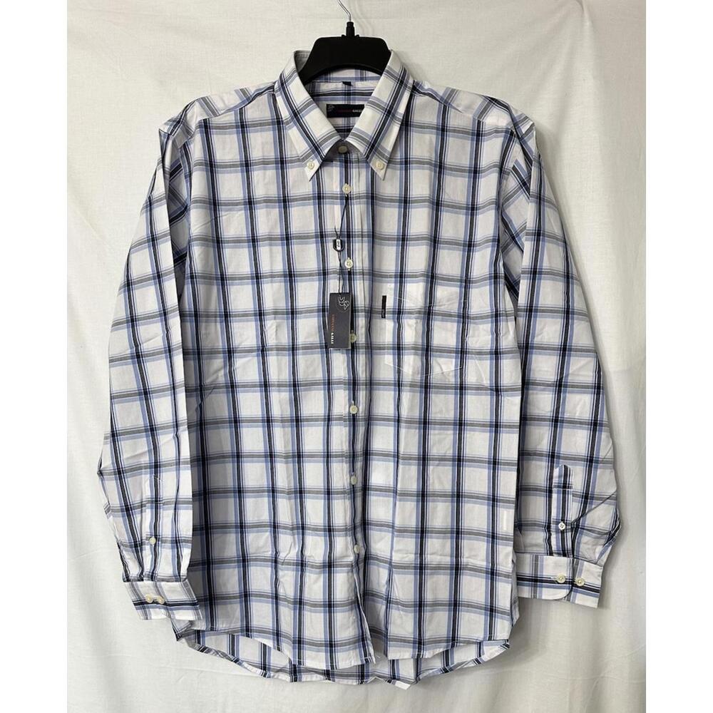 NWT Giovanni‎ Galli Mens Long Sleeve Button Plaid Shirt Size XL